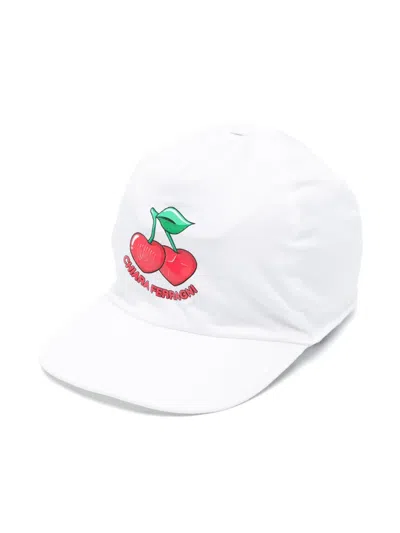 Chiara Ferragni Kids' Cherry-print Cotton Cap In White