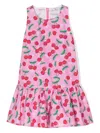 Chiara Ferragni Cherry-print Poplin Flared Dress In Pink