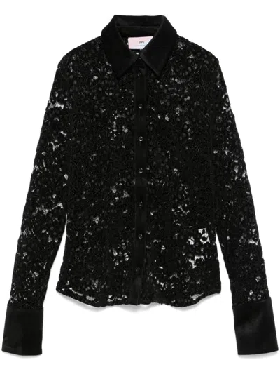 Chiara Ferragni Corded-lace Shirt In Black