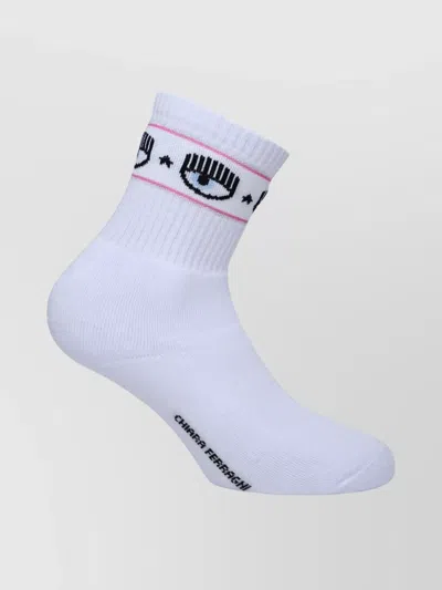 Chiara Ferragni Cotton Blend Ankle Socks In White