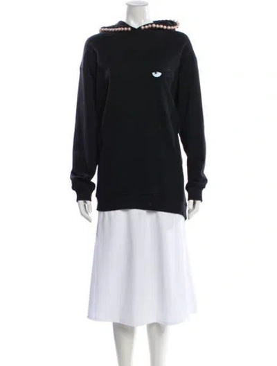 Pre-owned Chiara Ferragni Crew Neck Long Sleeve Hoodie In Black