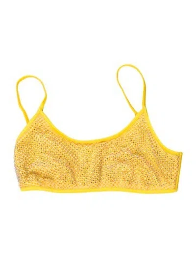 Pre-owned Chiara Ferragni Crystal Embellishments Top In Yellow