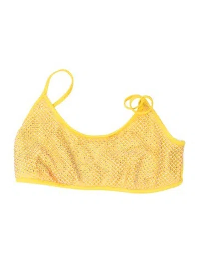 Pre-owned Chiara Ferragni Crystal Embellishments Top In Yellow