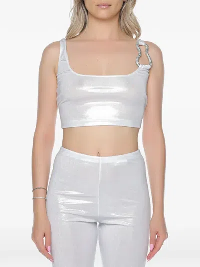 Chiara Ferragni Crystal-embellished Cropped Top In White