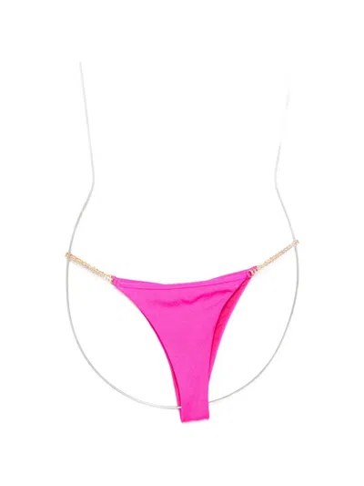 Chiara Ferragni Crystal-embellished Logo-plaque Bikini Bottoms In Pink
