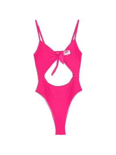 Chiara Ferragni Cut-out Tie-front Swimsuit In Pink
