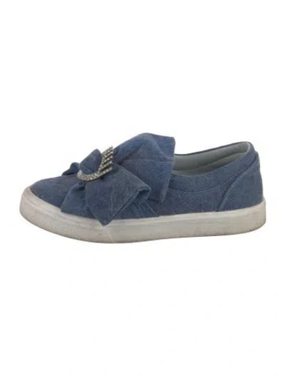 Pre-owned Chiara Ferragni Denim Beaded Accents Sneakers In Blue