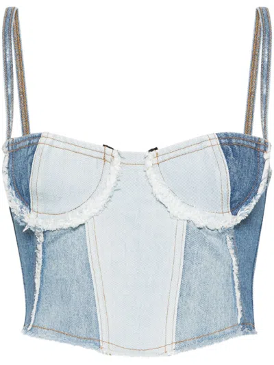 Chiara Ferragni Denim Cropped Top In Blue