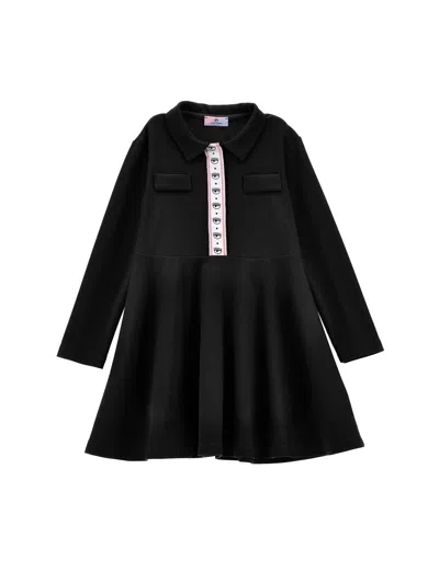 Chiara Ferragni Dress With Cf Iconic Logo Collar In Black