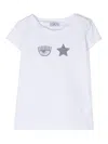Chiara Ferragni Embellished Cotton T-shirt In Weiss