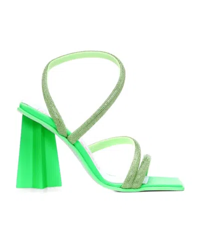 Chiara Ferragni Embellished Square Toe Sandals In Green