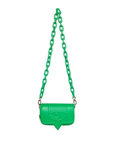 Chiara Ferragni Embossed Logo Cross Body Bag In Green