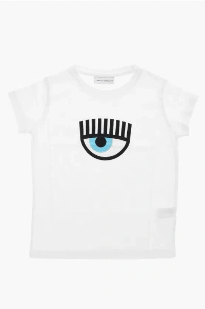 Chiara Ferragni Eye Embroidered T-shirt In White