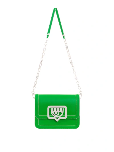 Chiara Ferragni Eye Like Buckle Contrast Crossbody In Green