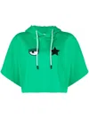 Chiara Ferragni Eye-like Motif Cropped Hoodie In Grün