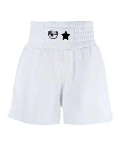 Chiara Ferragni Eye-like Motif Shorts In White