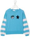 Chiara Ferragni Eye-print Crew Neck Sweatshirt In Blue
