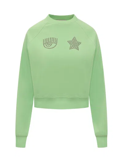 Chiara Ferragni Eye Star 310 Sweatshirt In Green