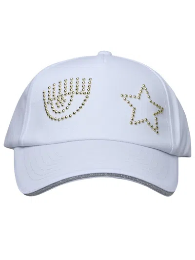 Chiara Ferragni Eye Star Embellished Baseball Cap In White