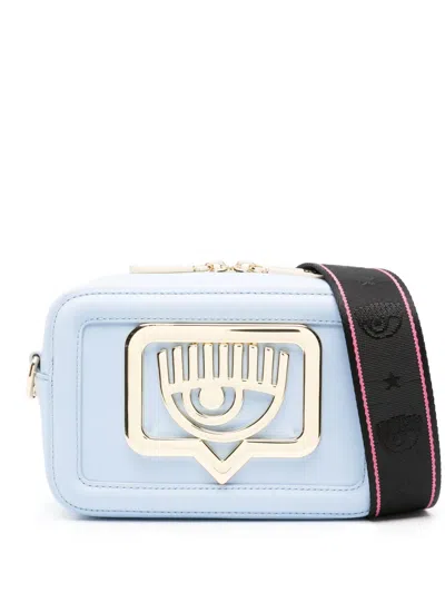 Chiara Ferragni Eyelike-plaque Shoulder Bag In Blue