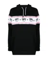 Chiara Ferragni Black Eyelike-embossed Cotton Hoodie In Black