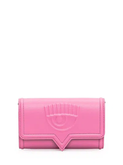 Chiara Ferragni Eyelike Embossed Wallet In Pink