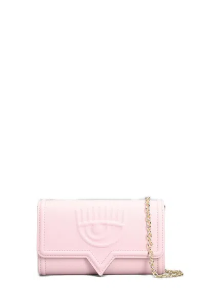 Chiara Ferragni Eyelike Embossed Wallet In Gold