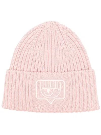 CHIARA FERRAGNI EYELIKE-EMBROIDERED RIBBED BEANIE