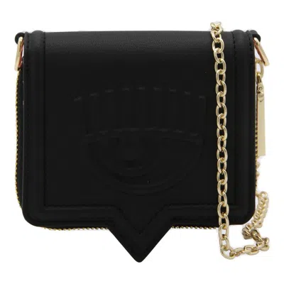 Chiara Ferragni Eyelike-embossed Chain Wallet In Schwarz