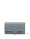 Chiara Ferragni Eyelike-motif Chain Wallet In Grey