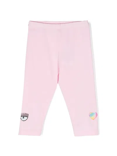 Chiara Ferragni Babies' Eyelike-motif Cotton Leggings In Pink