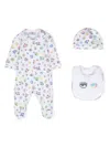 Chiara Ferragni Eyelike-motif Cotton Pajamas (set Of Three) In White