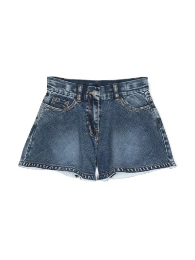 Chiara Ferragni Kids' Eyelike-motif Denim Shorts In Blue