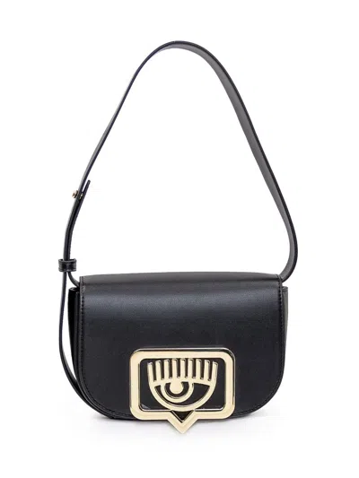 Chiara Ferragni Eyelike Motif Foldover Top Shoulder Bag In Black