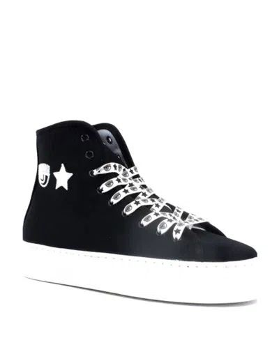 Chiara Ferragni Eyelike-motif Lace-up Sneakers In Black