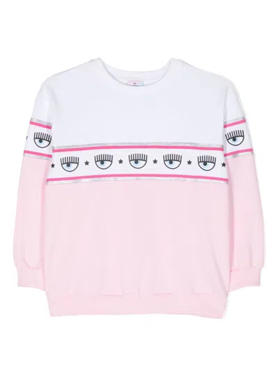 Chiara Ferragni Kids' Eyelike Logo-tape Sweatshirt In Pink