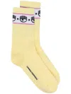 Chiara Ferragni Eyelike-motif Ribbed Ankle Socks In Yellow