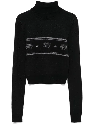 Chiara Ferragni Glitter-logo Jumper In Black