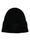 Chiara Ferragni Beanie Maxi Eyelike Embroidery Hat Accessories In Black