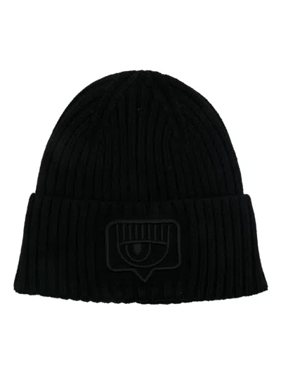 CHIARA FERRAGNI EYELIKE-PATCH BEANIE HAT