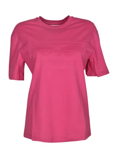 Chiara Ferragni Embossed Logo T-shirt In Pink