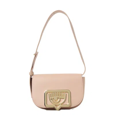 Chiara Ferragni Eyelike-plaque Shoulder Bag In Nude