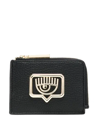Chiara Ferragni Eyelike-plaque Wallet In Black