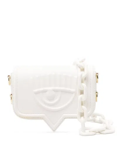 Chiara Ferragni Small Eyelike White Polyester Bag