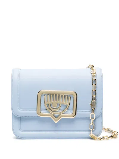 Chiara Ferragni Eyelike-plaque Shoulder Bag In Blue