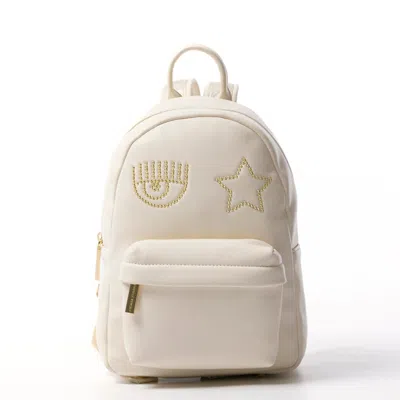 Chiara Ferragni Eyelike Studded Zipped Backpack In White