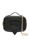 Chiara Ferragni Black Smooth Calf Leather Eyelike Women Bag In Black