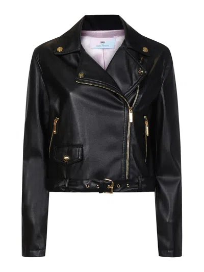 CHIARA FERRAGNI FAUX LEATHER BIKER JACKET