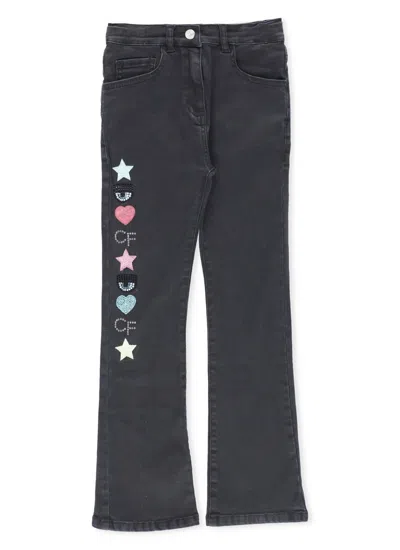 Chiara Ferragni Kids' Flared Jeans In Black