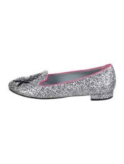 Pre-owned Chiara Ferragni Flirting Glitter Loafers In Silver